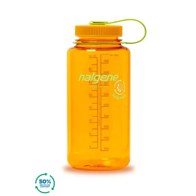 Nalgene 1L Wide Mouth Sustain Clementine 1 liter drikkeflaske med vid åpning 