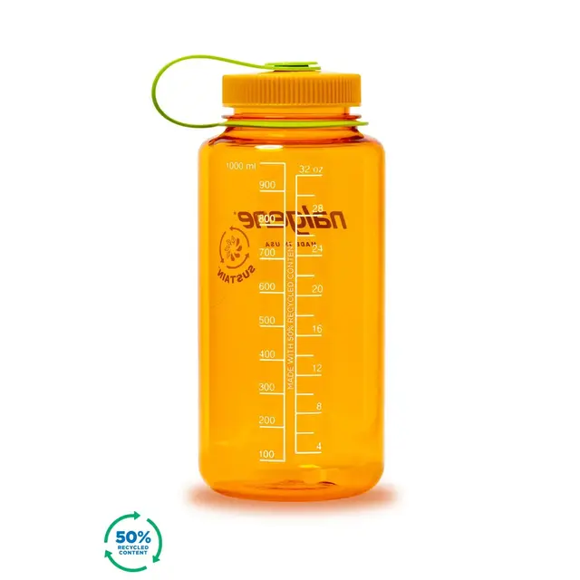 Nalgene 1L Wide Mouth Sustain Clementine 1 liter drikkeflaske med vid åpning 