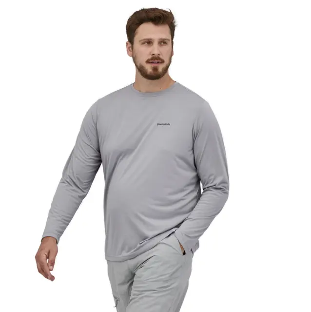 Patagonia M Cap Cool Daily Fish LS Fitz Roy Trout: Salt grey S 