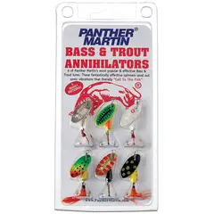 Panther Martin Sett Bass &amp; Trout 6-pack Effektivt spinnarpaket för öringfiske