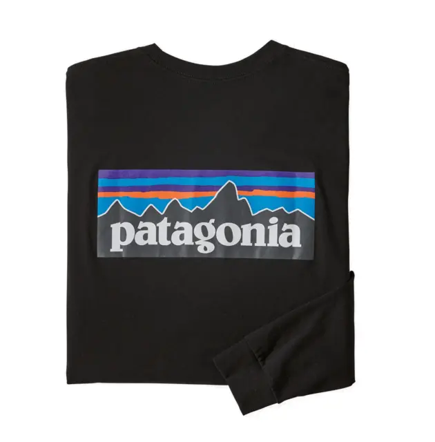 Patagonia LS P-6 Responsibili-Tee XS Black LongSleeve t-shirt med logo 