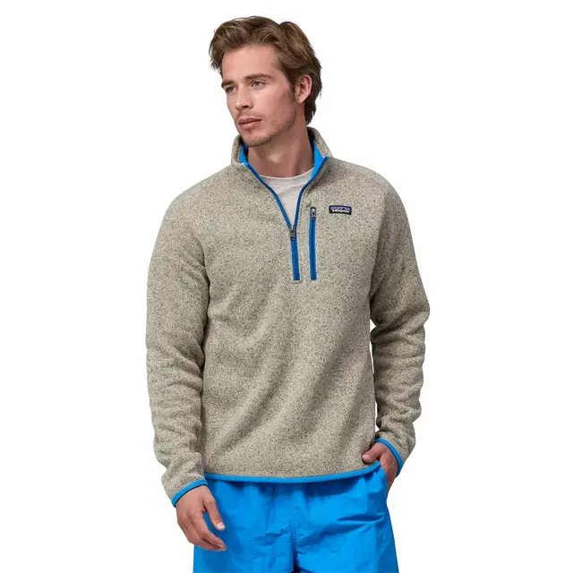 Patagonia M Better Sweater 1/4 Zip S Oar Tan/Vessel Blue fleecejakke med zip 