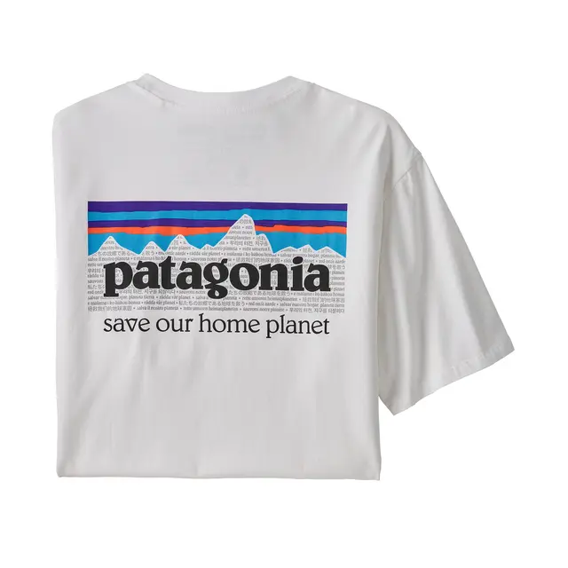 Patagonia M P-6 Mission Organic White S T-shirt gjord av ekologisk bomull 