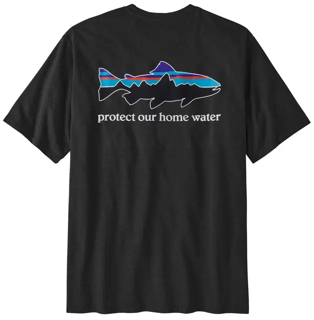 Patagonia Home Water Trout Ink Black XS T-skjorte i organisk bomull, herre 
