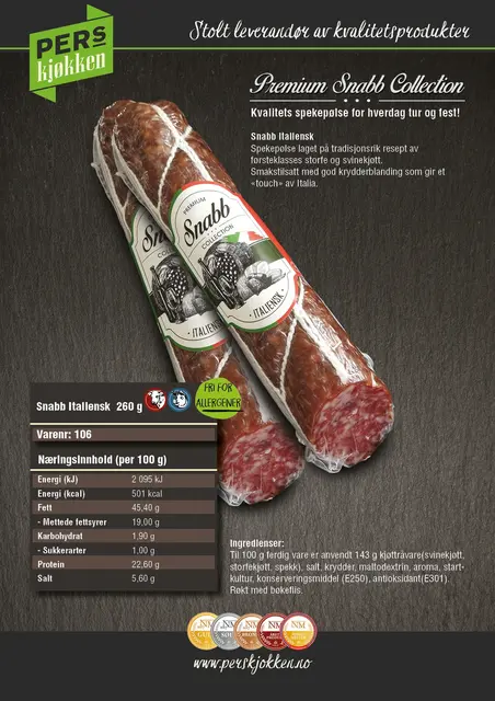 Øyo Trio & Pers kjøkken italiensk snabb Tursett og spekepølse 