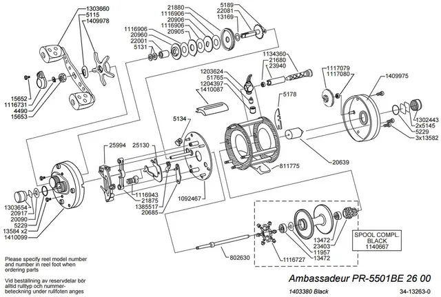 Ambassadeur 6500BE Pro Rocket Black Ed Högervev 