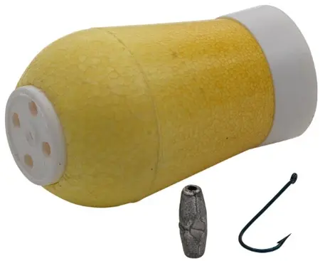 Mesterduppen med sänke och krok 10g Gul 