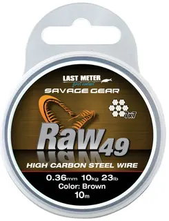 Savage Gear Raw 49 Wire 10m, Uncoated Brun st&#229;lwire