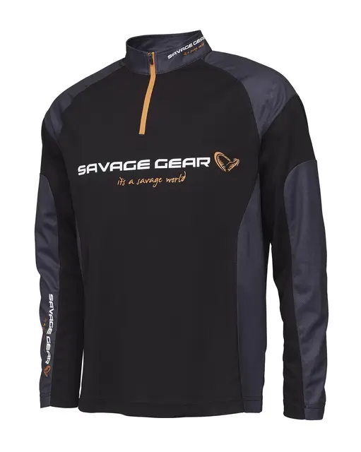 Savage Gear Tournament Shirt M 1/2 Zip, Black Ink 