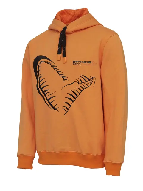 Savage Gear Mega Jaw Hoodie M Komfortabel Luvtröja, Sun Orange 