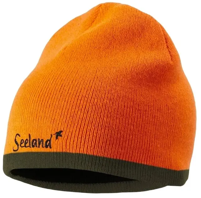 Seeland Ian Reversible beanie lue Vändbar mössa i orange och furugrönt 