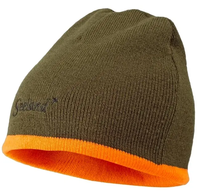 Seeland Ian Reversible beanie lue Vändbar mössa i orange och furugrönt 