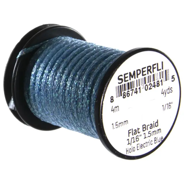 Semperfli Flat Braid 1,5mm Holo Electric Blue 