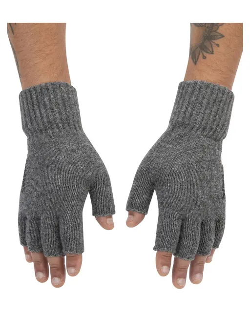 Simms Wool Half Finger Glove Medium/Smal Grey 
