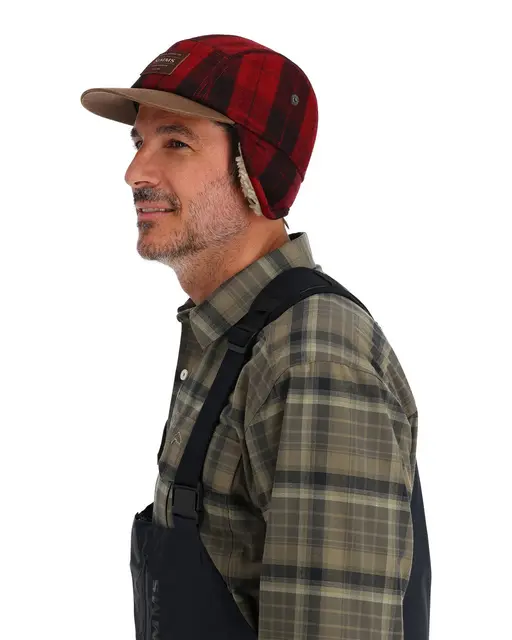 Simms Coldweather Cap Red Buffalo Plaid L/XL 