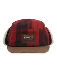Simms Coldweather Cap Red Buffalo Plaid Varm och stilig keps