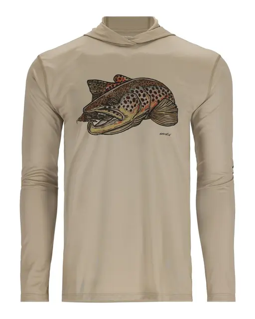 Simms Tech Hoody Artist Series M Stone/Brown Trout 