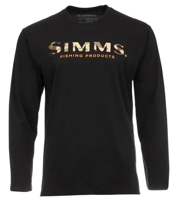 Simms Logo LS Shirt Black M Långärmad skjorta med Simms-logga 