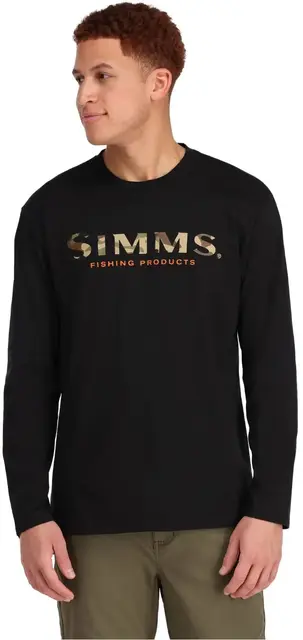 Simms Logo LS Shirt Black M Långärmad skjorta med Simms-logga 