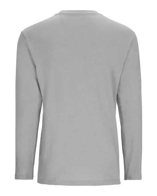Simms Logo LS Shirt Cinder Heather L Longsleeve skjorte med Simms logo foran 