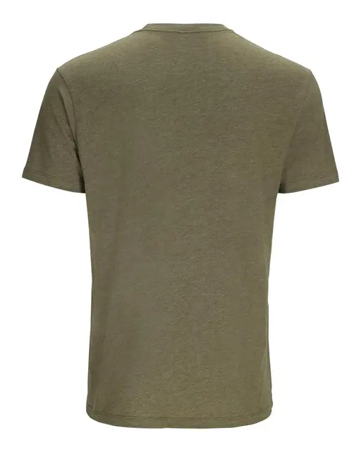 Simms Stacked Logo Bass T-Shirt Mil M Fiske t-skjorte i Military Heather 