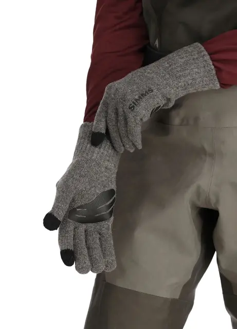 Simms Wool Full Finger Glove Steel S/M Värmande handskar med touchfunktion 