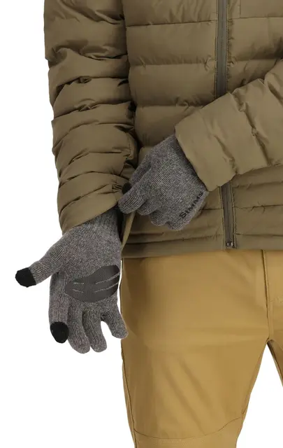 Simms Wool Full Finger Glove Steel S/M Värmande handskar med touchfunktion 