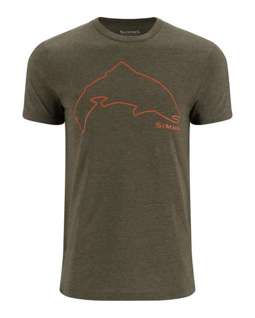 Simms Trout Outline T-Shirt Loden Heather L 