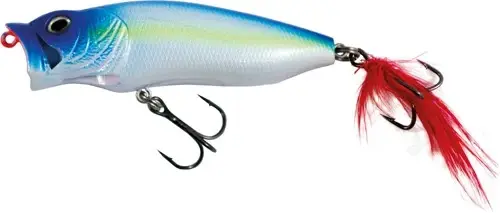 Poddy Popper II Blå/Vit 80mm Popper, flytande 