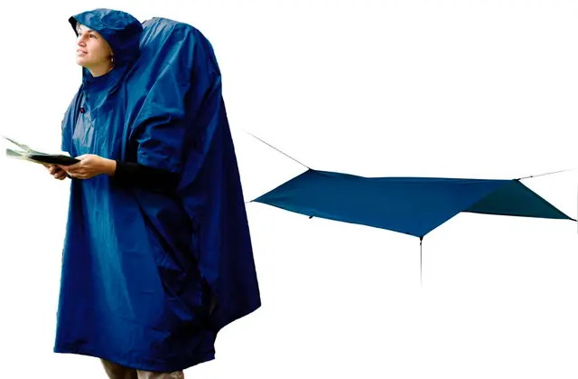 STS Poncho m/Tarp Blå Praktisk poncho med bivack 