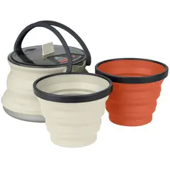STS Xset 11, 3 delar Sand Vikbar kastrull och 2 vikbara muggar