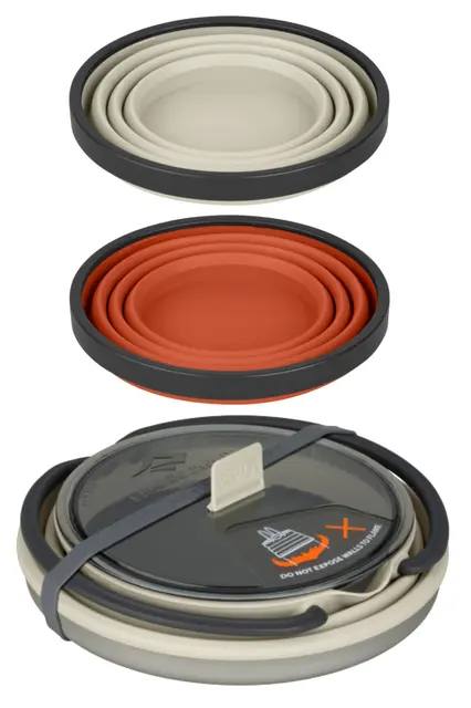 STS Xset 11, 3 delar Sand Vikbar kastrull och 2 vikbara muggar 