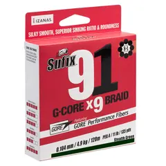 Sufix 91 Braid Lo-Vis Green Rund multifilament snøre for lange kast