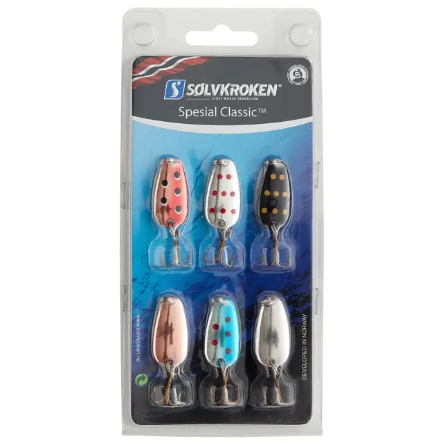 Sølvkroken sluksett Spesial Classic 10g 6-pack med testvinner og bestselgersluk 