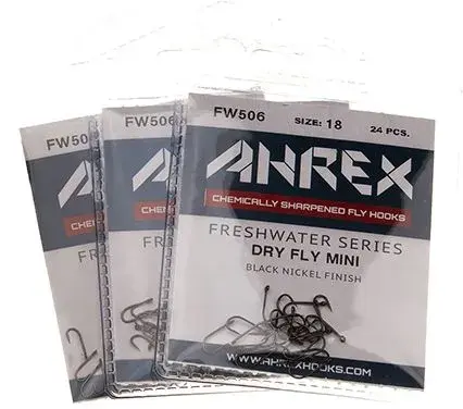 Ahrex FW506 Dry Fly Mini #22 Svart finish - 24 st 