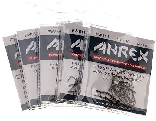 Ahrex FW511 Curved Dry Fly #18 Barbless - Svart finish - 24 st 