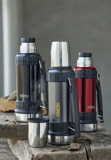 Thermos Work Termos Svart 1,2 L Termos i rostfritt stål med stort kopp 