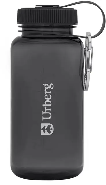 Urberg Tritan bottle 600ml Asphalt Drikkeflaske med skrukork og karabinkrok 