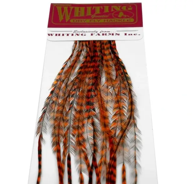 Whiting 100's Saddle Grizzly #18 Grizzly dyed Burnt Orange krok #18 