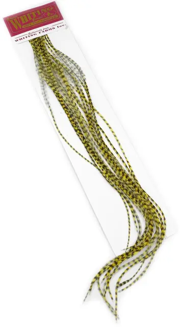 Whiting 100's Saddle Grizzly #12 Grizzly dyed Pale Yellow krok #12 