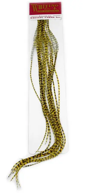 Whiting 100's Saddle Grizzly #12 Grizzly dyed Pale Yellow krok #12 