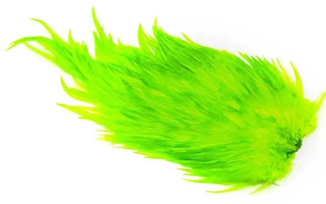 Whiting 4B Rooster Saddle White dyed Fl. Wjite dyed FlGreen Chartreuse hanesaddel 
