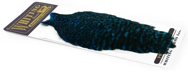 Whiting American Hen Cape Grizzly King Grizzly Kingfisher Blue med myke fjær 