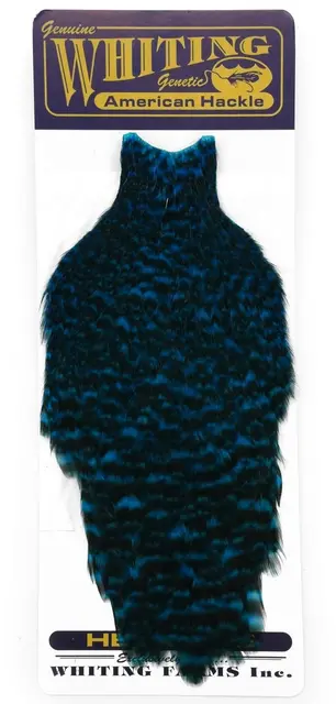 Whiting American Hen Cape Grizzly King Grizzly Kingfisher Blue med myke fjær 