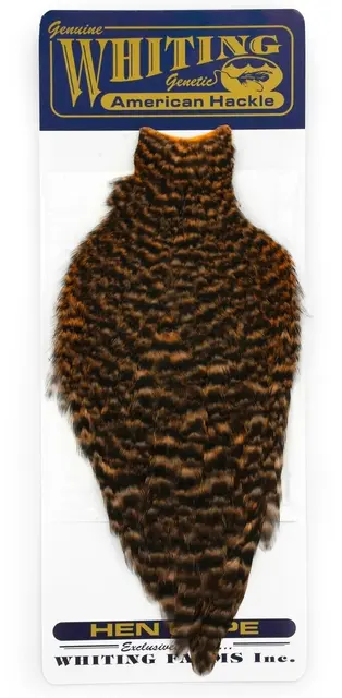 Whiting American Hen Cape Grizzly Shrimp Grizzly Shrimp Orange med myke fine fjær 