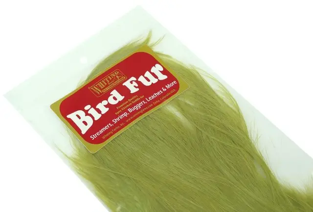Whiting Bird Fur White dyed Olive Fluene blir enda mer levende 