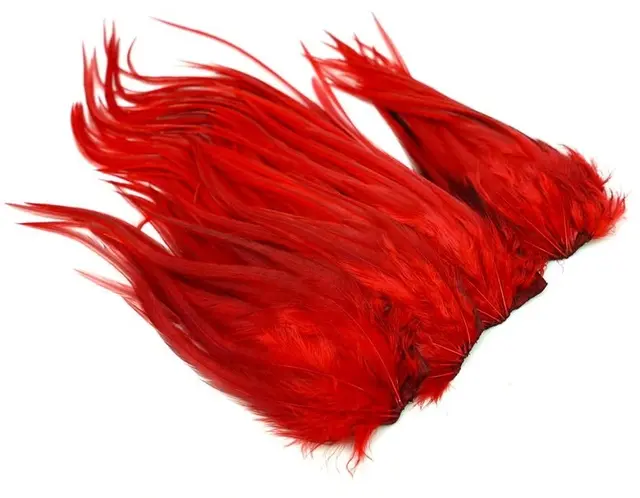 Whiting Bugger Pack White dyed Red Lange fjær med naturlig tapering 