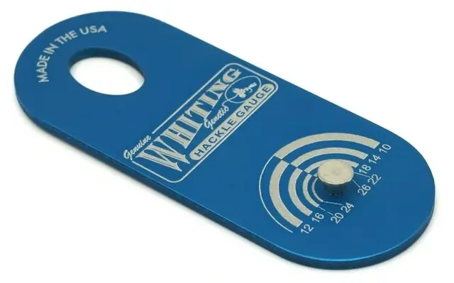 Whiting Hackle Gauge Blue Verktøy for å finne riktig fiberlengde 