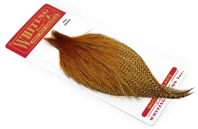 Whiting Pro Grade Cape Barred DarkGinger Nakkefjær av høy kvalitet til tørrfluer 