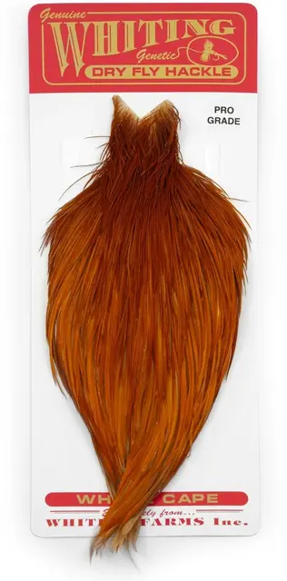 Whiting Pro Grade Cape Medium Ginger Nakkefjær av høy kvalitet til tørrfluer 